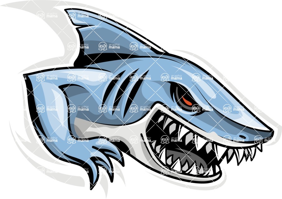Vector Mascot Collection - Angry Shark Mascot Design